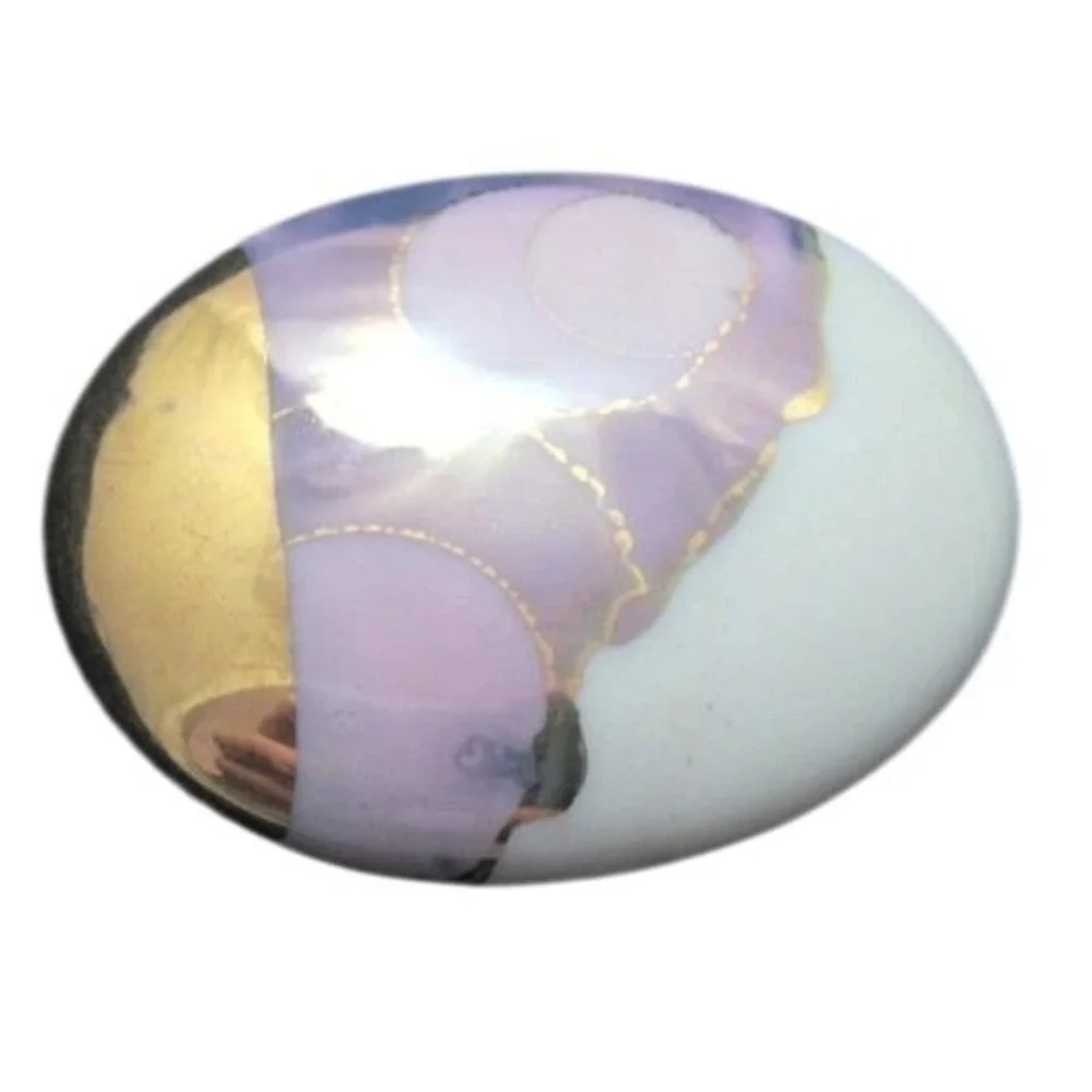 Oval Brooch Pin Lavender Gold Swirl Design Ceramic Pin Back Jewelry